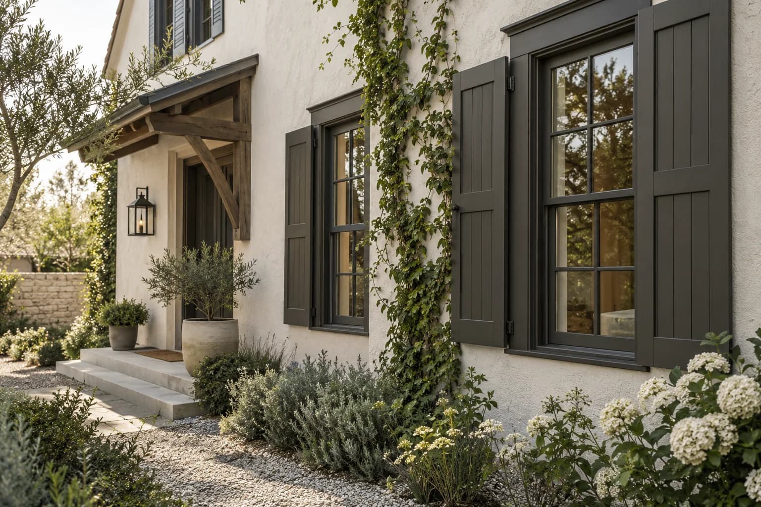 Shutters & trim featuring Urbane Bronze paint