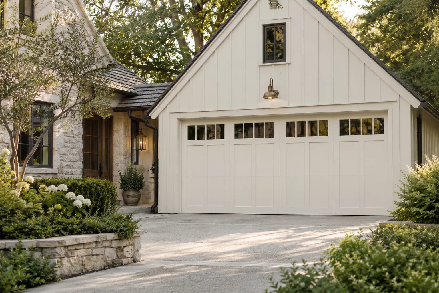 Garage door featuring Bistro White paint