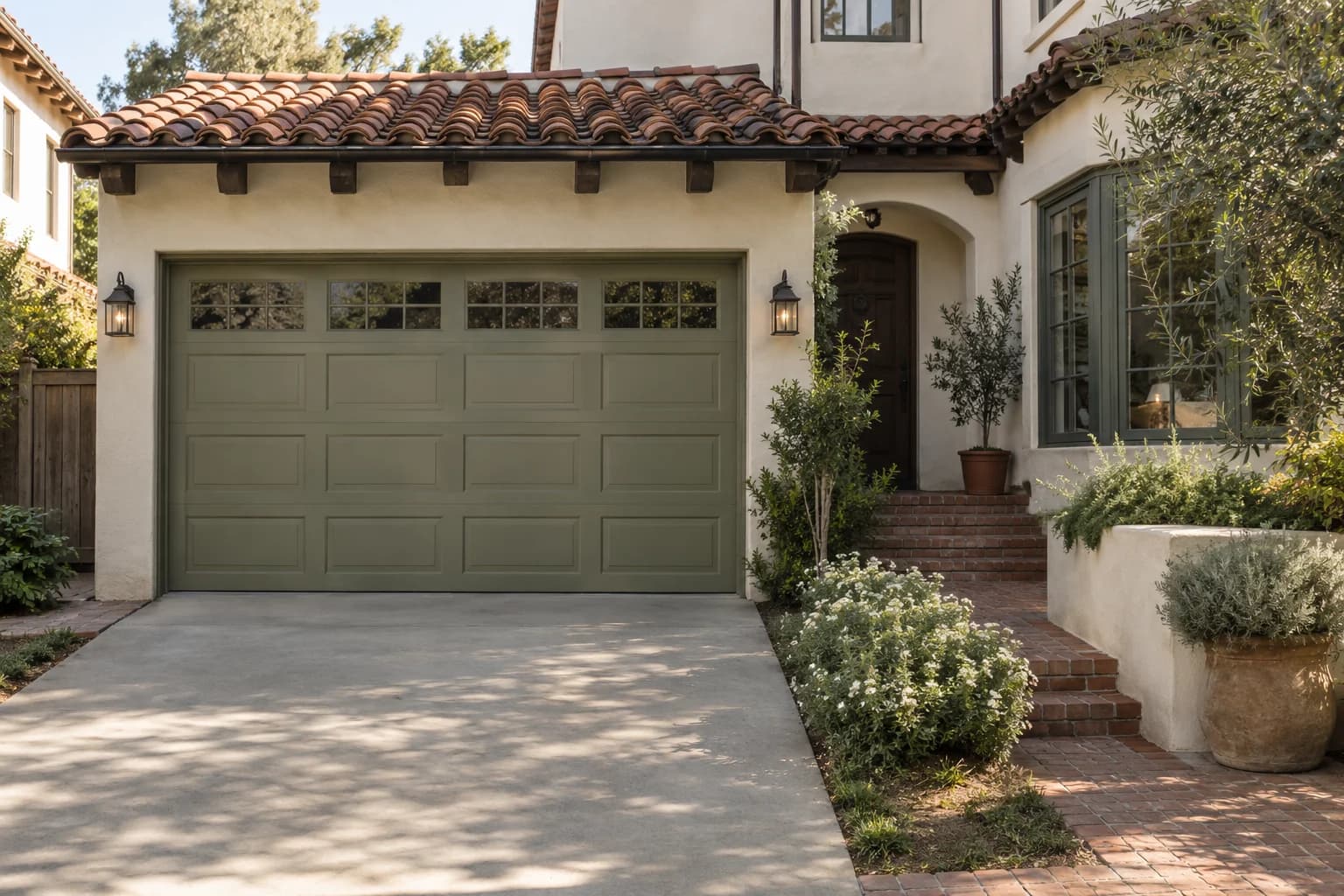 Garage door featuring Blanched Thyme paint