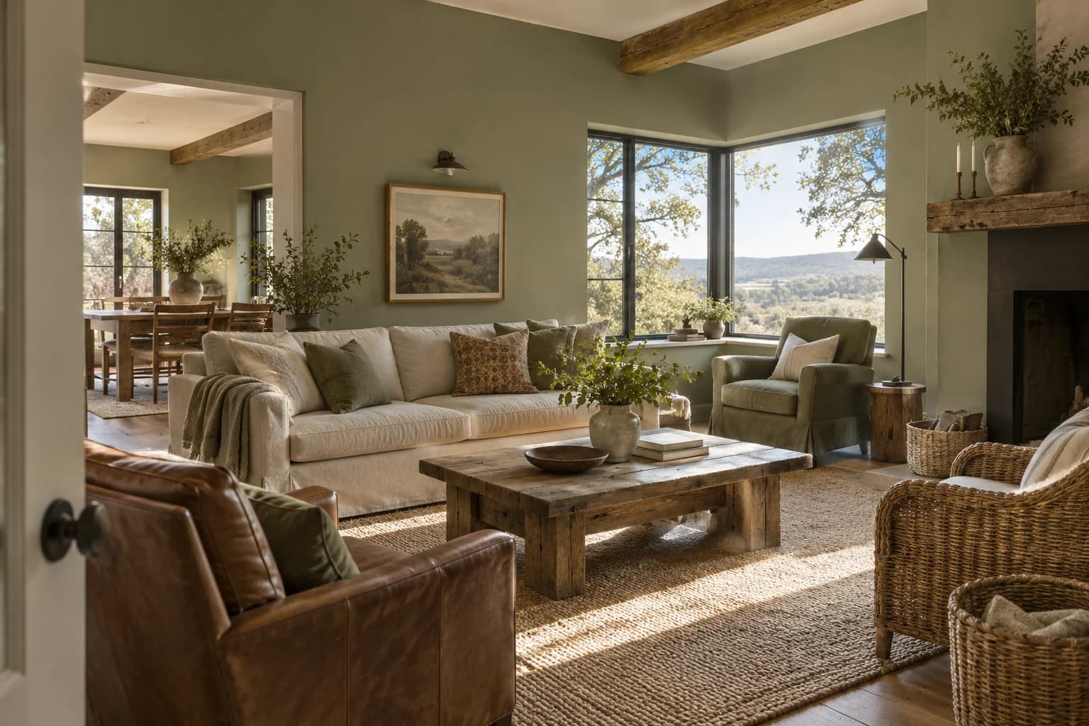 Blanched Thyme walls in a country living room
