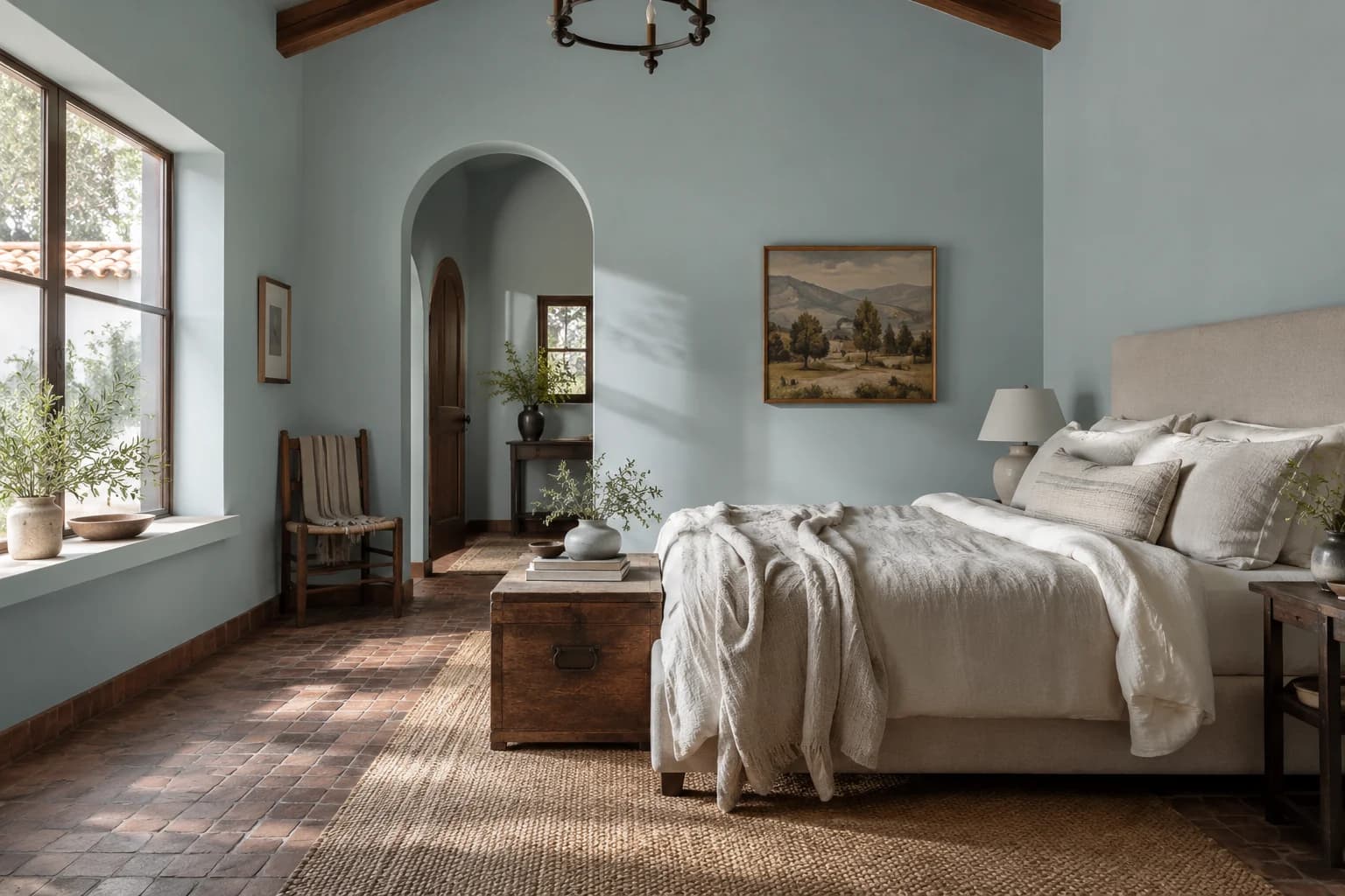 Bedroom featuring Blue Arrow paint