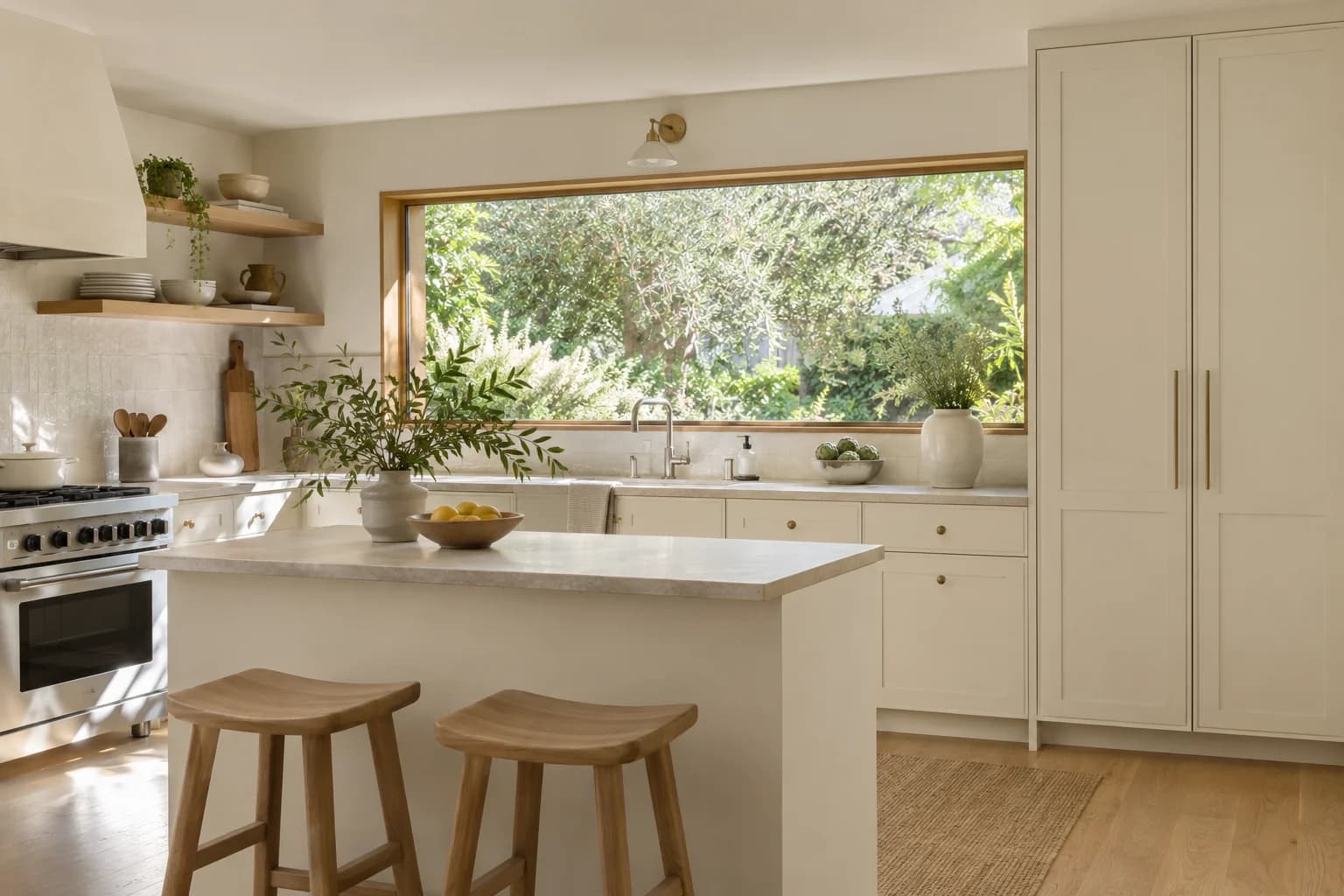 Kitchen cabinets featuring Cozy White paint