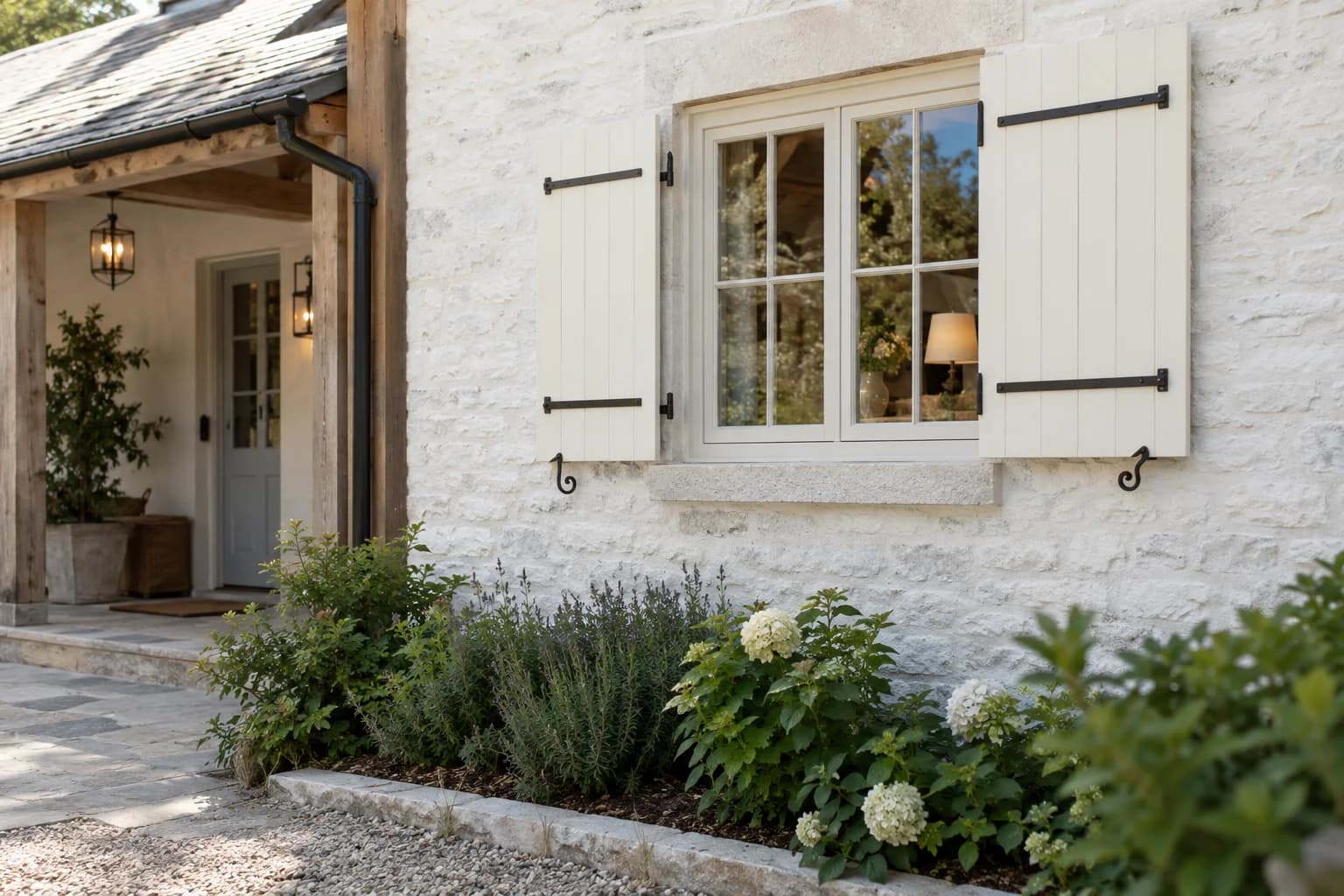 Shutters & trim featuring Dove White paint