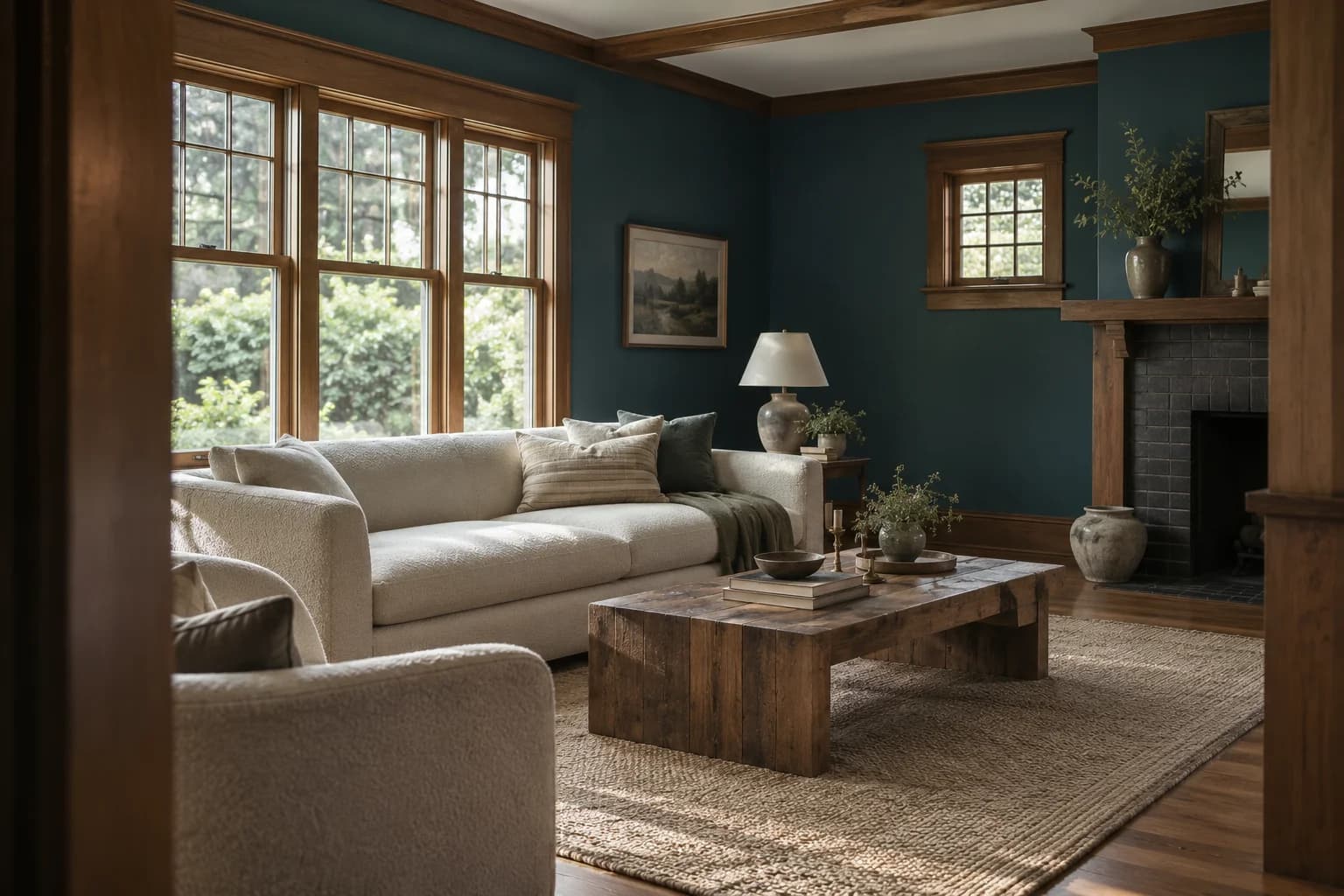 Everglade Deck walls in an Arts and Crafts living room