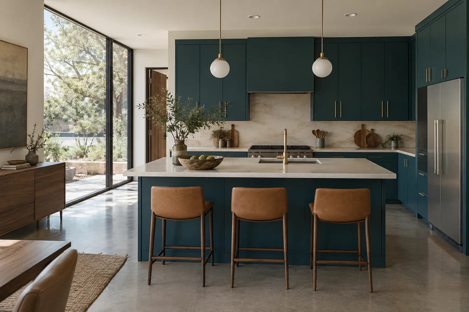 Kitchen cabinets featuring Everglade Deck paint
