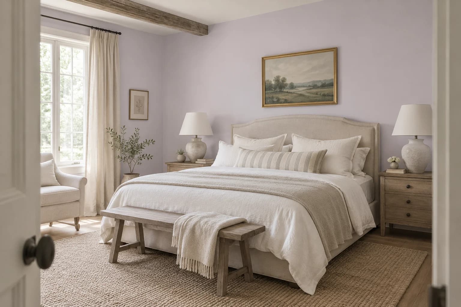 Bedroom featuring Gentle Violet paint
