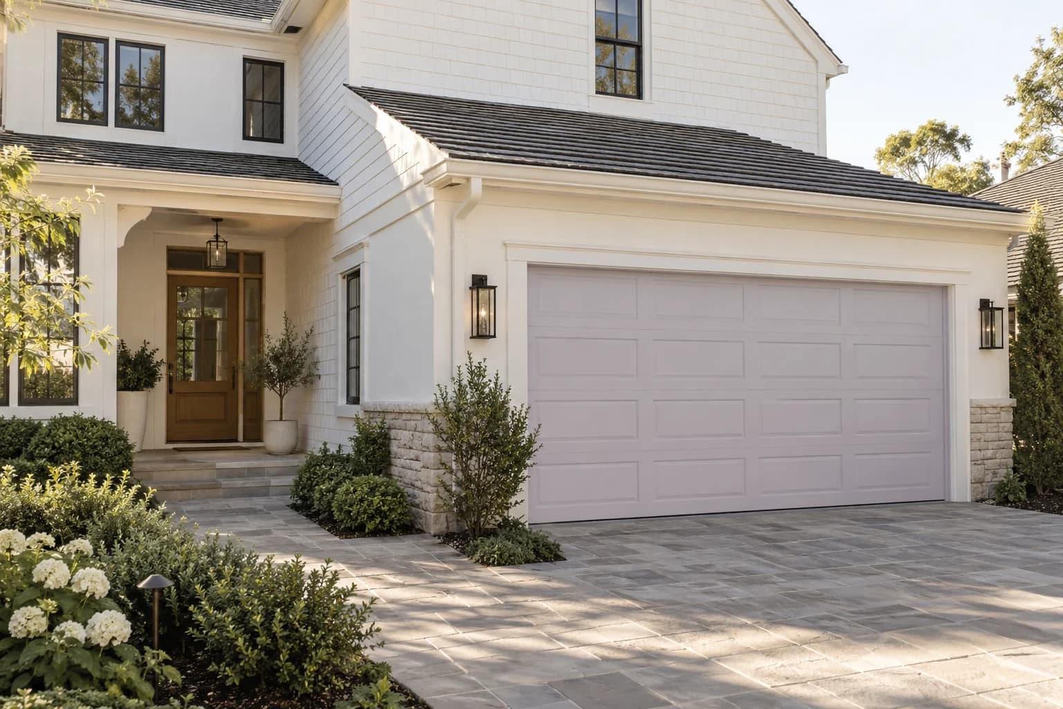 Garage door featuring Gentle Violet paint