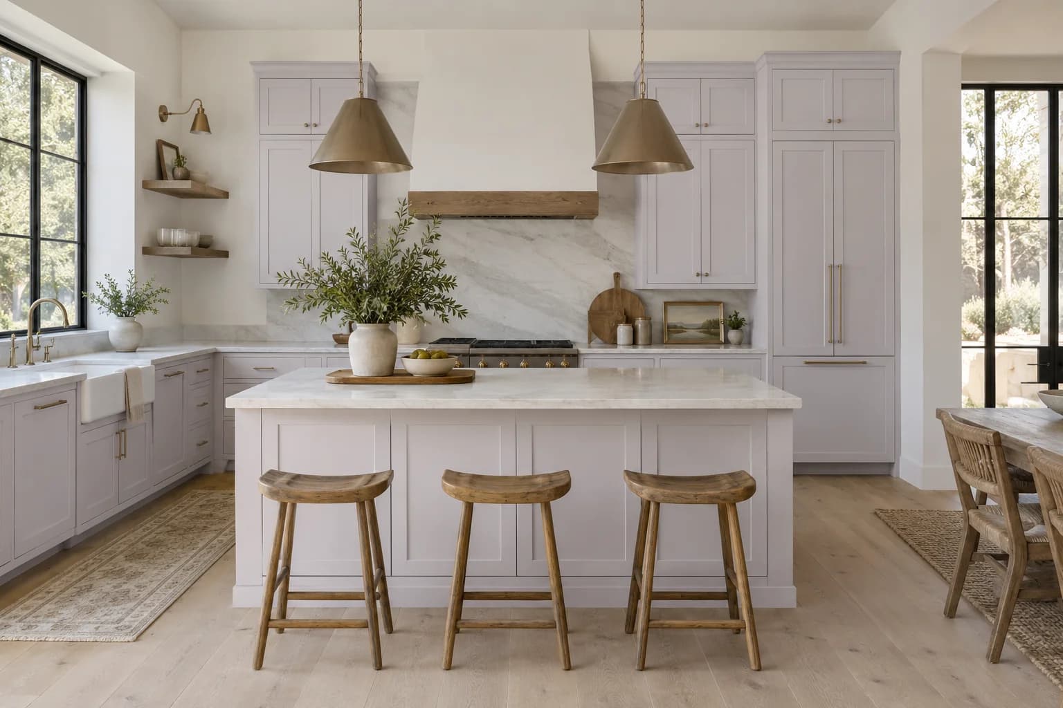 Kitchen cabinets featuring Gentle Violet paint