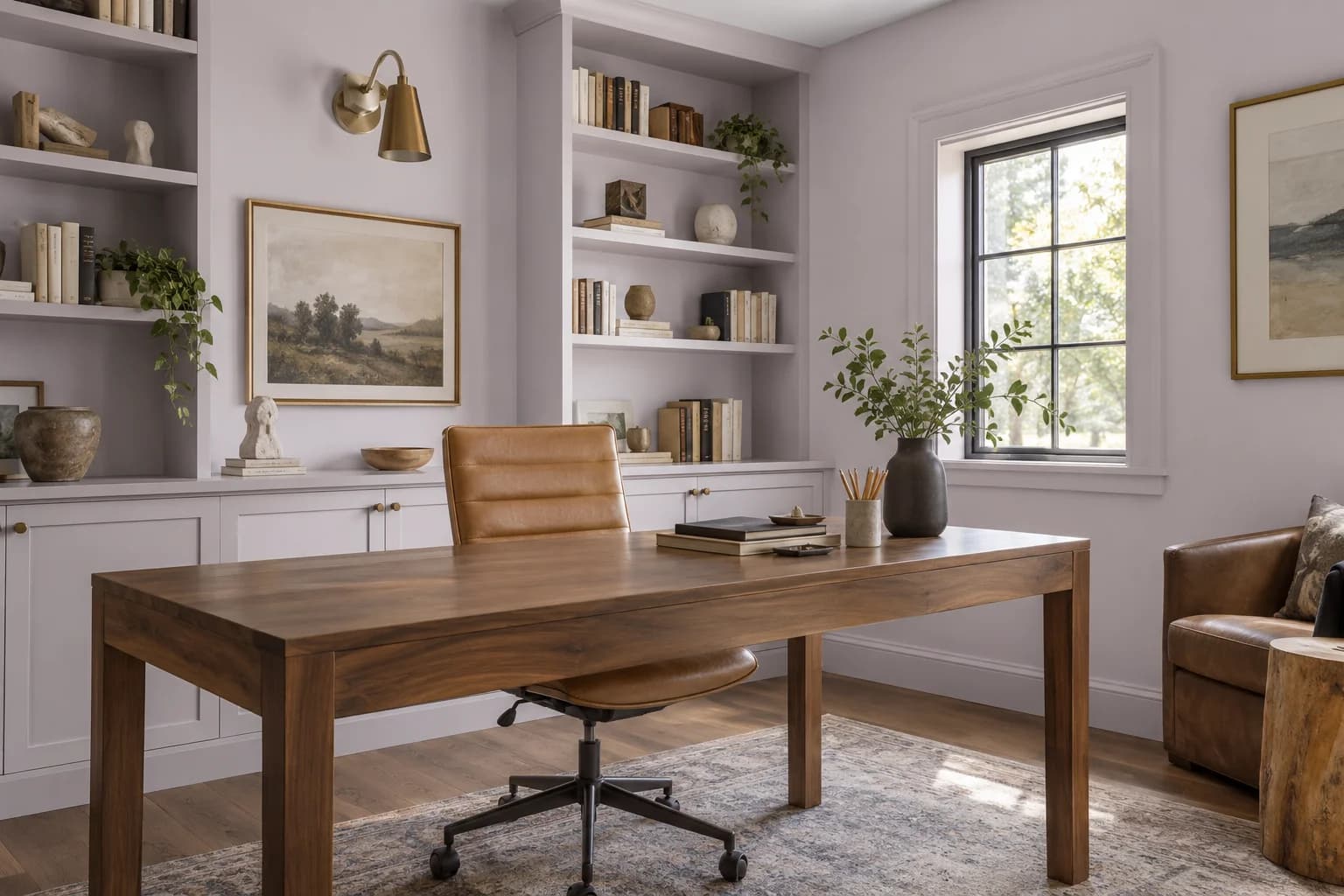Home office featuring Gentle Violet paint