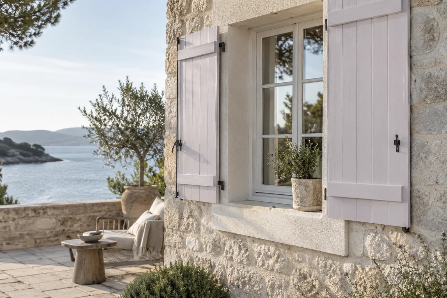 Shutters & trim featuring Gentle Violet paint