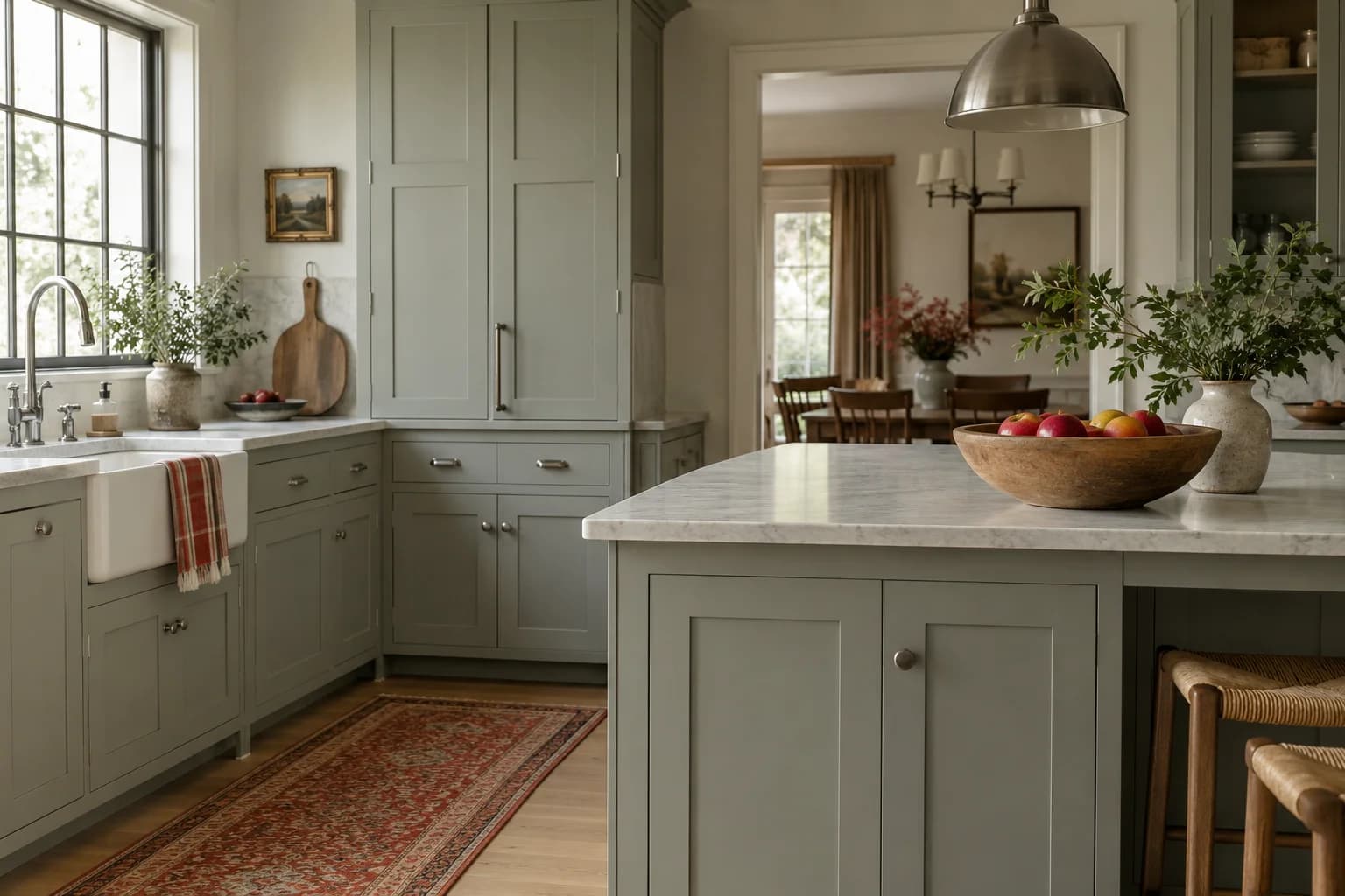 Kitchen cabinets featuring Granite Dust paint