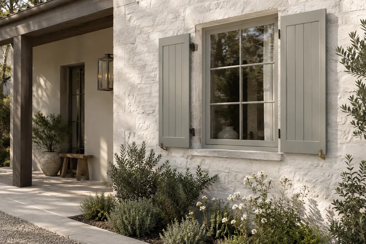 Shutters & trim featuring Granite Dust paint