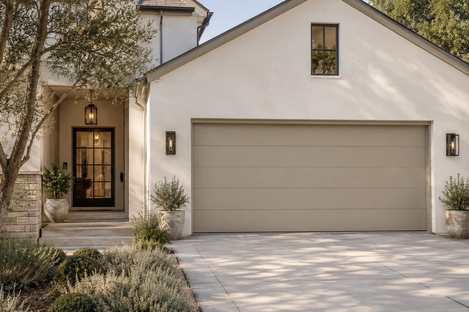 Garage door featuring Ivory Brown paint