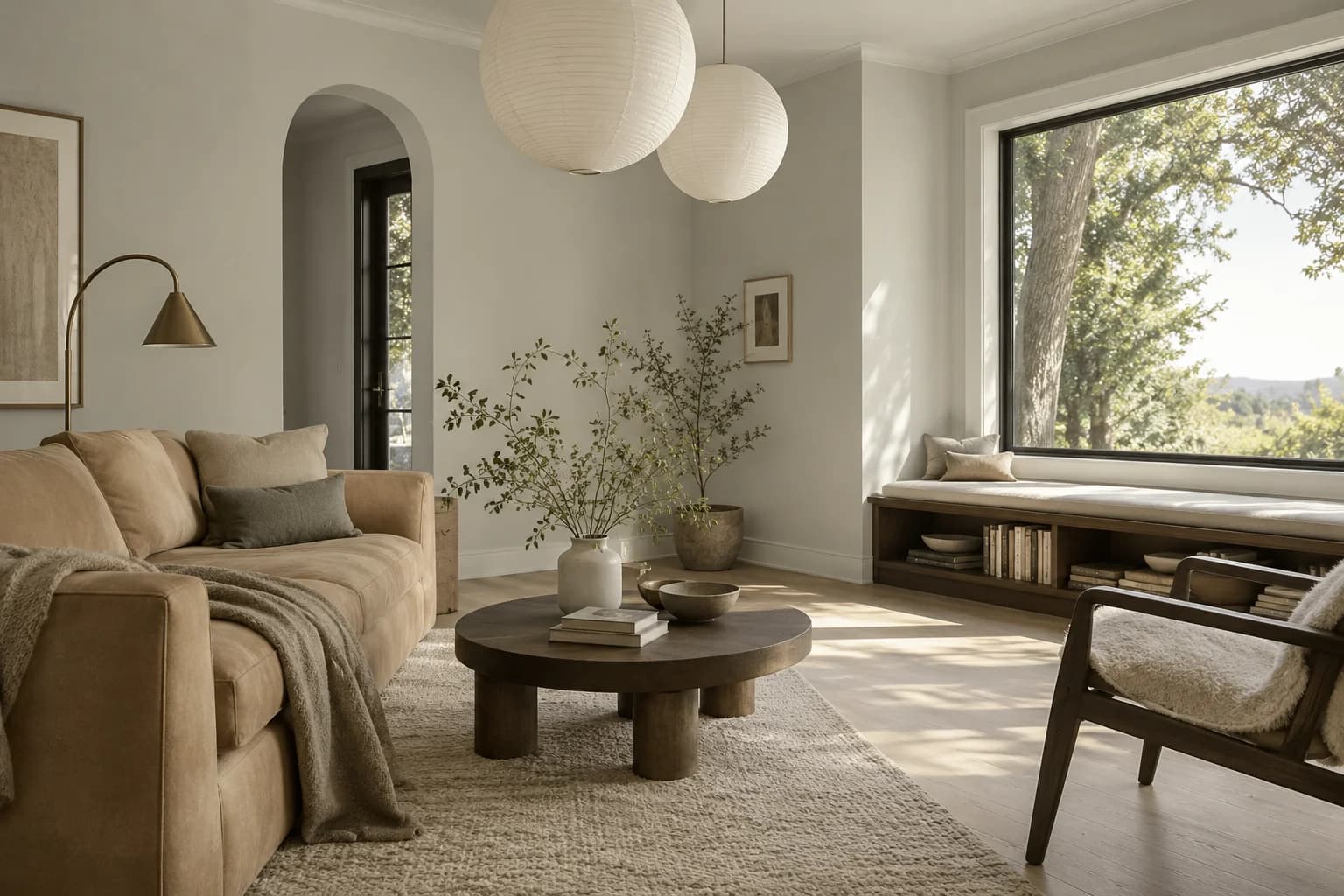 Notre Dame walls in a quiet Scandinavian living room