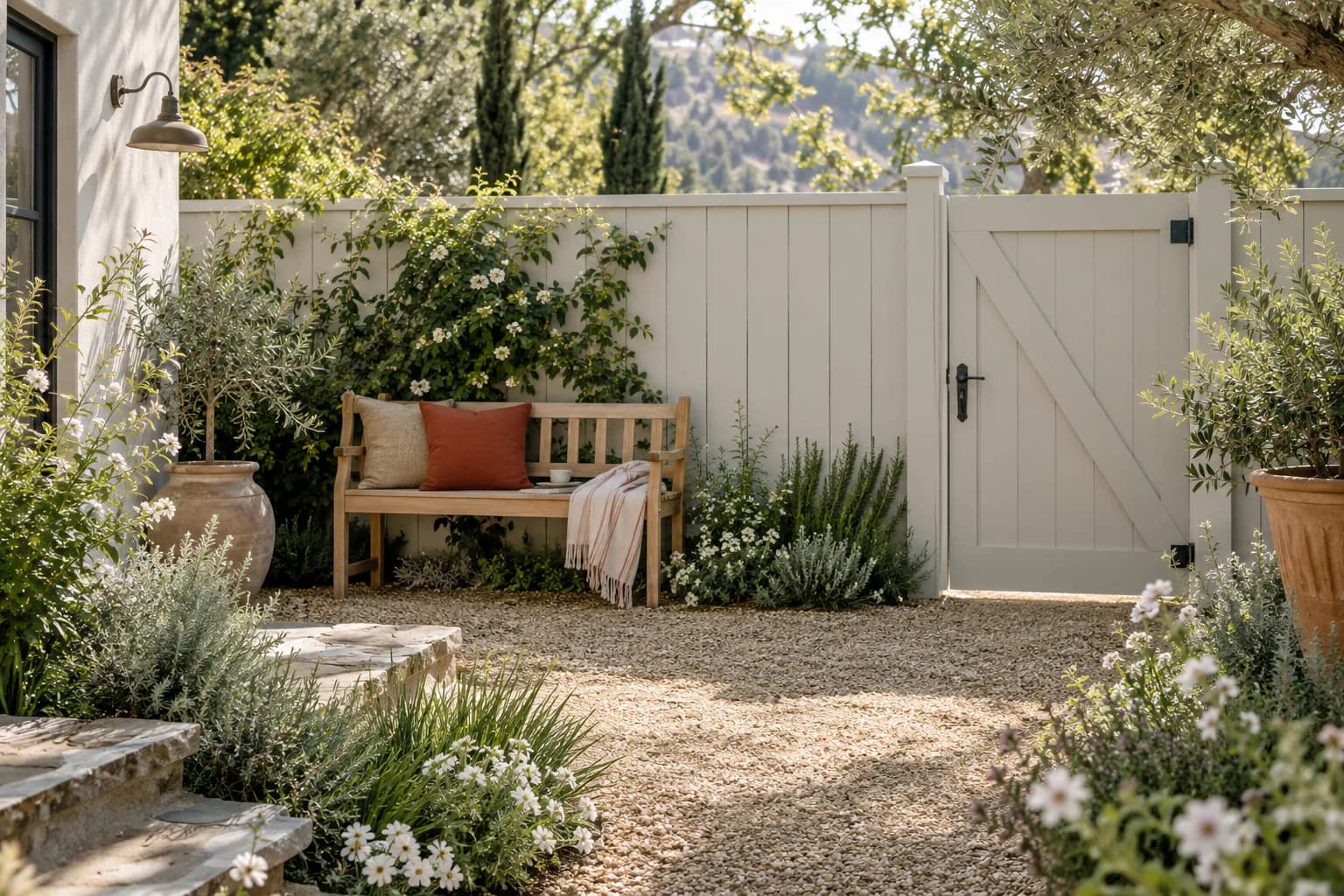 Fences & garden structures featuring Seashell Gray paint