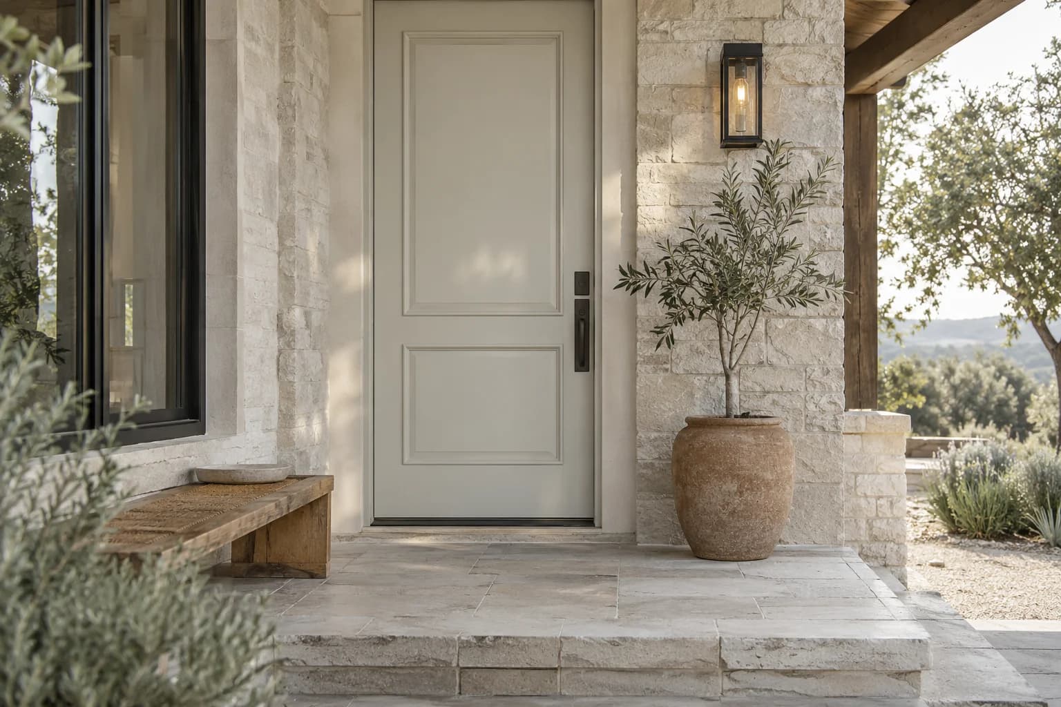 Front door featuring Seashell Gray paint