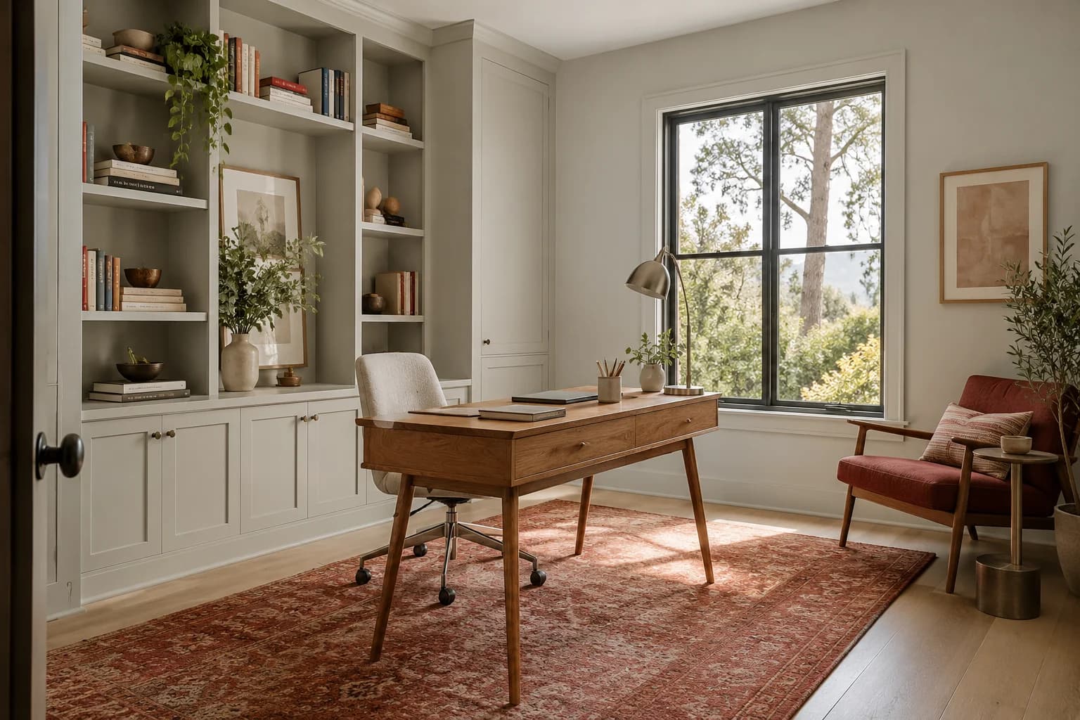 Home office featuring Seashell Gray paint